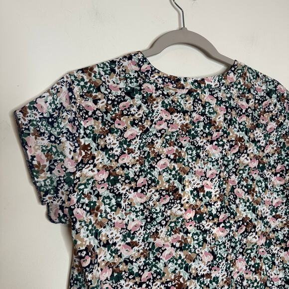 41 Hawthorn Women’s Short Sleeve Blouse Floral Multicolor V Neck Top NWT Small - Picture 6 of 8